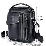 KPYWZER Genuine Leather Shoulder Bag Small Men Messenger Pack Handbag Sling Crossbody Bag Man Purse for Business Work Everyday Outdoor Travel Black