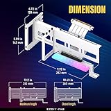 EZDIY-FAB Vertical PCIe 4.0 GPU Mount Bracket Graphic Card Holder with 5V 3 Pin ARGB LED Module, Video Card Support Kit with PCIe 4.0 X16 Gen4 17cm/6.69in White Riser Cable 90 Degree Right Angle-White