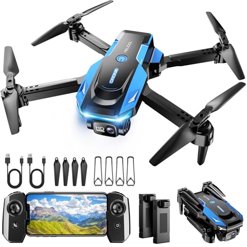 Drone with 1080P Camera - Foldable Remote Control Quadcopter with Voice Gesture Control, 3D Flip, One Key Start, Emergency Stop, 2 Batteries, Easier to use, Toy for Kids Adult Beginners