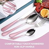 24 Pieces Flatware Set, Stainless Steel Cutlery Set with Silverware Holder, Spoons Forks Knives Set,Hanging Silverware Set Service for 6,Durable Stainless Steel Utensils Set (White)