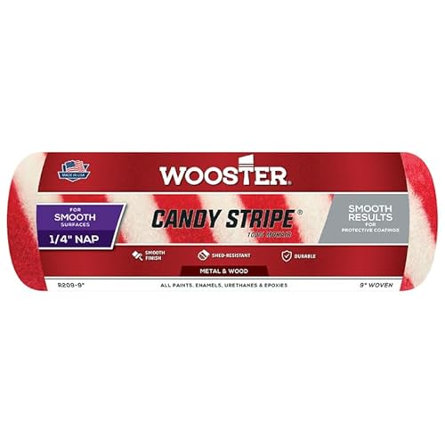 72-Pack of 9” x 1/4” Nap Wooster R209 Candy Stripe Professional Woven Mohair Roller Cover