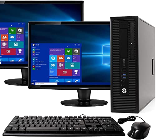 HP Elite 800G1 Desktop Computer Package - Intel Quad Core i5 3.3GHz, 16GB RAM, 240GB SSD 2TB HDD, Windows 10 Pro, Dual 19 inch Monitors, Keyboard, Mouse (Renewed)