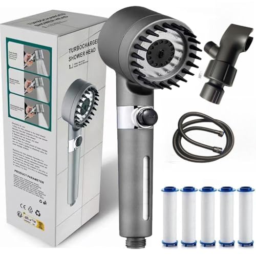 Ion Drops Shower Head, 2025 NEW Filtered Showerhead, Filtered Shower with Handheld, Djustable Settings with Hose
