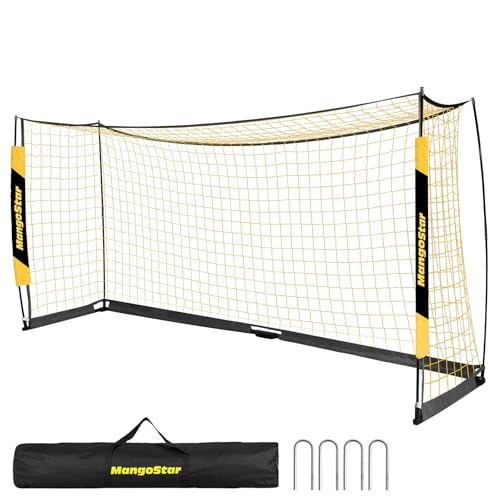 MangoStar Soccer Goal, 12X6 FT Soccer Goals for Backyard Portable Net Collapsible Metal Base, Quick Setup Soccer Net for Indoor Outdoor Practice Training with Carry Bag