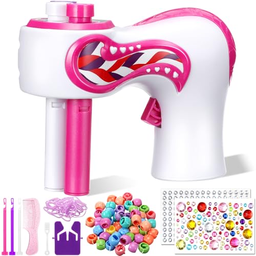 Lasnten Automatic Braider Machine Electric Hair Braider Toy with Self Adhesive Gems and Jewelry Beads Hair Styling Tool Accessories for DIY Headdress