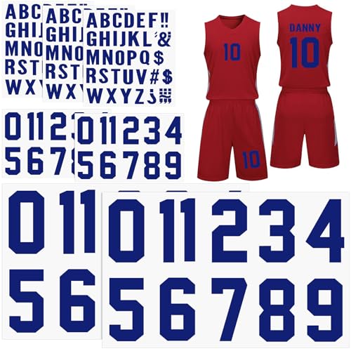 190 Pcs Iron on Letters Iron on Numbers Alphabets Fabric Stickers 8 Inch and 3 Inch Number Patches 2'' Heat Transfer Letters for Clothing DIY Crafts Sports Team Uniform(Classic Style,Blue)