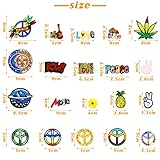 Ferraycle 48 Pcs Iron On Patches Hippie Embroidered Patches Random Assorted Styles Kit Aesthetic Repair Appliques for Sewing DIY Jacket Hat Clothing Backpack Jean 1970s Party