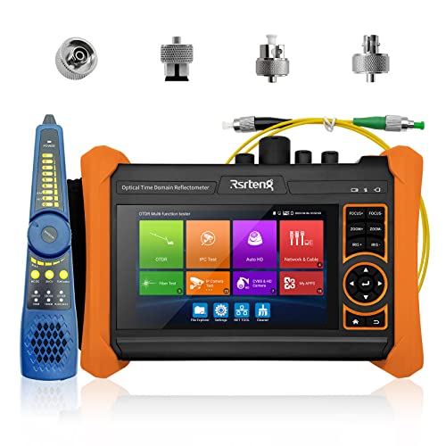 Rsrteng OTDR Optical Fiber Tester 1310/1550nm 34/32dB Range 150km CCTV Tester 12MP IP Camera Test 8MP TVI/CVI/AHD/CVBS OPM VFL OLS LS Event Map Cable Test Network Tools Connectors FC/UPC,SC,ST,LC