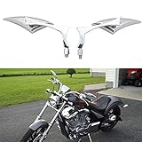 Chrome 8mm/10mm Motorcycle Blade Steady CNC Aluminum Rearview Side Mirrors Compatible with Cruiser Chopper Street Bike Scooter Dirt Bike
