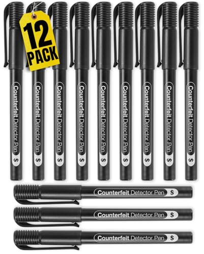 1InTheOffice Counterfeit Bill Detector Pen, Fake Money Marker Detector, (12 Pack) Counterfeit Pen