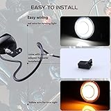 MotoParAcc Switchback Front Bullet LED Turn Signals with Relocation Kit, Motorcycle Running Lights Compatible with Harley Sportster 883 1200 Dyna Touring Road King FLHR Road Glide Softail 1986-2023