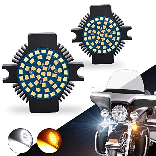 SUNPIE Motorcycle LED Light Turn Signal Blinker Lights w/1157 Dual-Element White and Amber Compatible with Harley Davidson Electra Glide Road King Heritage Softail Classic Road Glide Classic 1994-2019