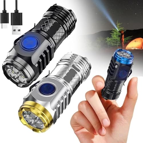 2Pcs German Three-Eyed Monster Mini Flash Super Power Flashlight, Thumb Flashlight Mini Flashlights, 3 Eyed Monster Flashlight, Pocket Flashlight, Portable Mini Torch LED Flashlight With Magnetic Base