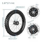 YC Yier 17" 14" Wheels Combo 70/100-17 and 90/100-14 Tire with Rim + Front Forks End Triple Clamp + Rear Swing Arm Disc Brake Assembly for Dirt Pit Bike Apollo SSR 110cc 125cc 140cc 150cc 160cc