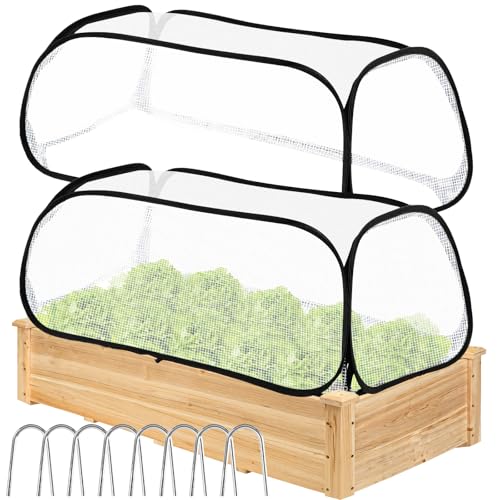 2PACK Garden Covers for Raised Beds, 45" X 22" X 16" Garden Row Plants Cover Accelerator, Freeze Protection Greenhouse Cover for Raised Garden Beds Protecting Seedlings Fruits Vegetable Rows