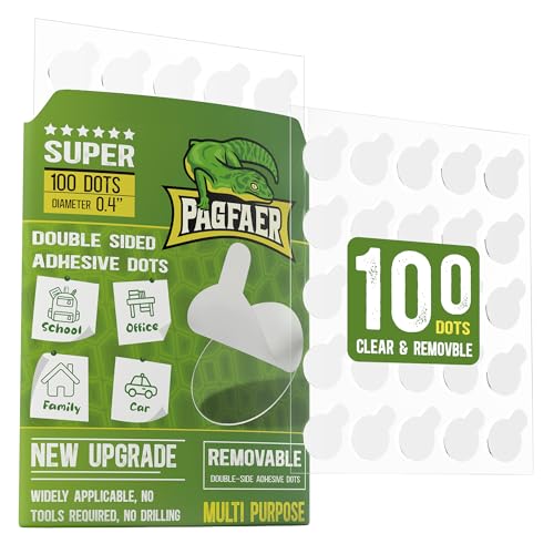 PAGFAER Glue Dot Double Sided, 100PCS Mounting Putty for Wall Decorations, Posters, Balloons - 0.4" Removable Clear Adhesive Dots, No Damage Sticky Dots for Home & Party & Crafts Use