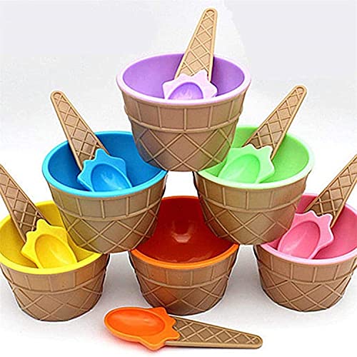 Cartoon Candy Color Ice cream bowl with spoon- ice cream bowls for kids set candy colored cute dessert bowls for summer holiday parties, gifts for children ice cream cups