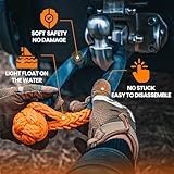 Autodunk 1-1/8" x 30' Kinetic Recovery Tow Rope (48,600lbs), with 2 Soft Shackles Offroad Recovery Kit for 4WD Pick Up Truck, SUV, ATV, UTV (Orange)