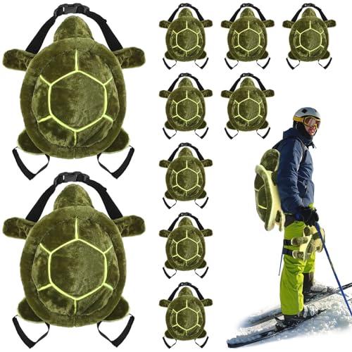 Leyndo 10 Pcs Green Turtle Butt Pads for Snowboarding Skating Protective Gear Cute Turtle Butt Pads with Knee and Elbow for Adult Skiing Scooters Roller Protection