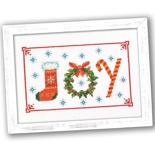 Christmas Counted Cross Stitch Kit for Adult with Inspirational Word Joy