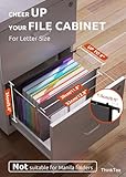 ThinkTex Plastic Expanding Hanging File Folders, 7 Innovative 1.2" Accordian Pockets, Large Capacity, Multi-Color Tabs, Letter Size for Filing Cabinet - 3 Packs