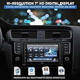 PyleUsa Single DIN Car Stereo Receiver - 7'' 1080P HD Touch Screen Bluetooth Car Radio Audio Receiver Multimedia Player - WiFi/GPS/AM/FM, Mirror Link for Android/iOS, Front/Rear DVR Camera, Dual USB