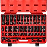 Neiko 02448A 1/2" Drive Master Impact Socket Set, 65 Piece Deep and Shallow Socket Assortment | Standard SAE (3/8-Inch to 1-1/4-Inch) and Metric (10-24 mm) Sizes | Includes Adapters and Ratchet Handle