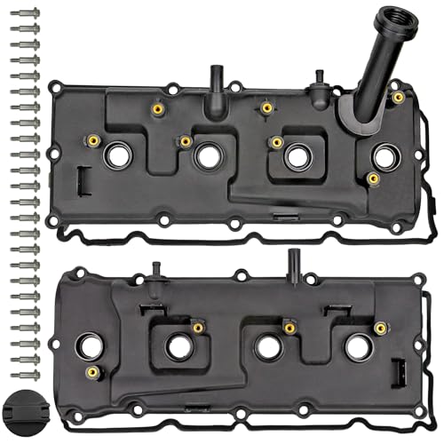Valve Cover Set with Bolts & Oil Cap & Gaskets & Spark Plug Tube Seals & PCV Valve Compatible with 2004-2016 Nissan Armada NV2500 NV3500 Pathfinder Titan Infiniti QX56 5.6L # 13264-ZE01A 13264-ZE00A
