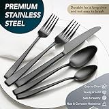 Matte Black Silverware Set, EIUBUIE 40-Piece Premium Stainless Steel Black Cutlery Set for 8, Matte Flatware Set, Black Kitchen Utensils Sets Include Forks Spoons Knives