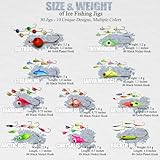 VMSIXVM Ice Fishing Jigs Ice Fishing Lures, Glow Micro Ice Jig Heads Hooks Winter Jig Soft Plastic Worm Baits kit for Crappie Walleye Panfish, Ice Fishing Gear Equipment Tackle Accessories