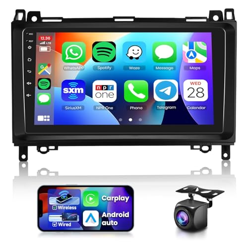 2G+64G Car Radio Stereo for Mercedes Benz W906 Sprinter W169 W245 W639 Vito Viano with Wireless CarPlay/Android Auto, 9 inch Android 13 Touch Screen/GPS/WiFi/Bluetooth/Mirror Link/SWC/HD Camera
