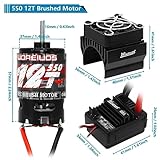 WOAEIUOS 550 Brushed Motor 12T & 80A ESC Brushed Motor ESC & Heatsink Combo for 1/10 RC Truck Car Slash Arrma Granite Senton Typhon Redcat Axial HPI