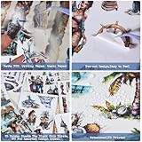 Dwetpzo Vintage Pre-Cut Journal Pirate Sticker Book for Junk Journaling Supplies, Washi, Paper, Transparent PET Stickers for Scrapbooking, Collage, Planner, Bujo, 20 Sheets