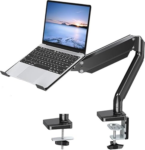 MOUNTUP Laptop Stand for Desk, Adjustable Aluminum Laptops Arm Mount for 14-17 Inch Notebook & 32" Monitor, Laptops Arm for Desk Holds up to 17.6lbs, 2-in-1 Laptop Desk Mount with Clamp/Grommet