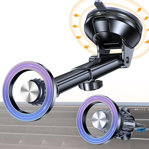 Coolpow for MagSafe Car Mount【Windshield+Vent+Dash】Magnetic Phone Holder for Car Phone Holder Mount Cell Phone Holders for Your Car Accessories Suction Cup Stand for iPhone 16 Pro Max 15 14 13 12 Plus
