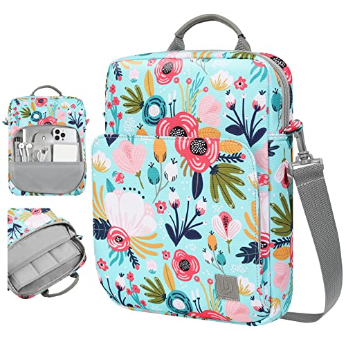 Dadanism 9-11 Inch Tablet Sleeve Bag Carrying Case with Shoulder Strap for iPad (A16) 11", iPad 10th Gen 10.9" Air 5/4, i-Pad Air/Pro 11", i-Pad 9/8/7th 10.2", Galaxy Tab A9+ Plus 11",Grass+Flower