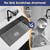 Snuggery Silicone Sink Protector 28.5"x15.2" Center Drain Hole, Heat Resistant Non-slip Dishwasher Suitable, Large Mat for Bottom of Farmhouse Kitchen Stainless Steel Sink