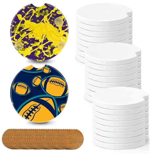 Sublimation Car Coasters Blanks, 24pcs Ceramic Coaster to Sublimate Sublimation Mug Mat for Cup Holder DIY Craft Blanks Cupholder Personalized Gifts for Women Craft Supplies as Birthday Gifts