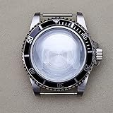 MODJUEGO Watch Case for NH35 NH36 Replacement 39.5MM Stainless Steel Watch Movement Repair Part (Black)