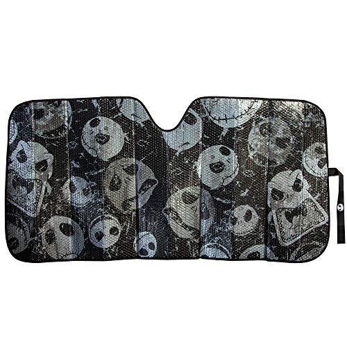 Plasticolor 003855R01 Nightmare Before Christmas Jack Skellington Face Logo Black Foil Finish Car Truck or SUV Front Windshield Sunshade