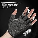 HTZPLOO Bike Gloves Cycling Gloves Biking Gloves for Men Women with Anti-Slip Shock-Absorbing Pad,Light Weight,Nice Fit,Half Finger Bicycle Gloves (Black,Large)