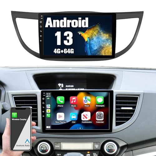 Radio for CRV, 64G Car Stereo with Bluetooth AM FM Wireless Carplay for Honda CRV 2012-2016, 10.1" Aftermarket Touch Screen Android System Head Unit with Backup Camera AMFM GPS Navi for Apple