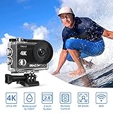 Dragon Touch 4K Action Camera 20MP Vision 3 Underwater Waterproof Camera 170° Wide Angle WiFi Sports Cam with Remote and Mounting Accessories Kit