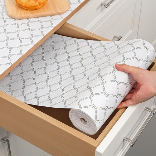 Drawer & Cabinet Liner - Non-Slip, Non-Adhesive Kitchen Drawer Mats, Waterproof, Reusable, Easy to Cut Shelf Paper for Dresser, Pantry, and Bathroom