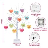 [Timer] Valentines Day Decoration 24 Inch Valentines Decor Tree Light with 12 Heart Ornaments, USB/Battery Operated Valentines Day Decor Lighted Tree, Valentines Day Decorations for Home Table Bedroom