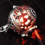 UMBRELLALABORATORY Steampunk FIRE necklace - pendant Glow locket - GREAT GIFTS for women, Mother, Father, cute magical jewelry-silver red