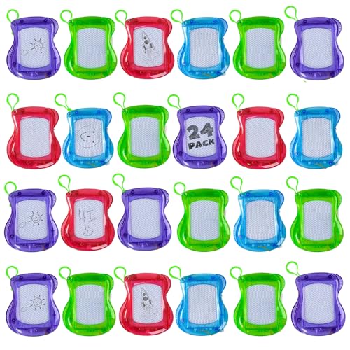 Pack of 24 Mini Magnetic Drawing Board for Kids - Backpack Keychain Clip Drawing Boards, Erasable Doodle Sketch Writing Pad, Birthday Kids Party Favors & Goodie Bags Stuffers