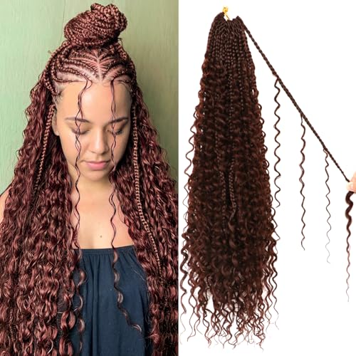 Goddess Boho Box Braids Crochet Hair-8 Packs 24 Inch Crochet Box Braids for Black Women Pre Looped ((#4, 24 Inch (Pack of 8))