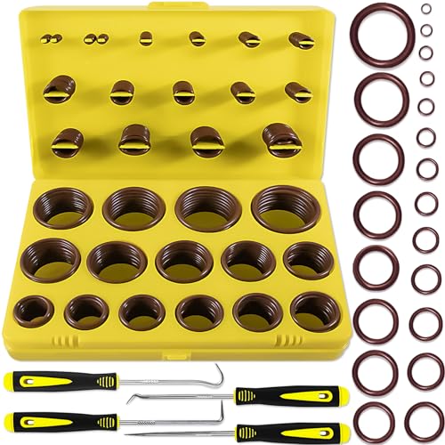 XBVV 386 PCS 30 Sizes Metric Viton O-Ring Assortment Kit for Various Chemicals, Cylinders, Hydraulic,Automotive and Plumbing Pressure Washer O Ring Repairs 75A Durometer