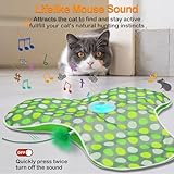 umosis Interactive Cat Toys Rechargeable,Moving Concealed Feathers,Real Mouse Squeaky,Touch Activated Cat Kitten Toy Cat Exercise Toys for Indoor Bored Adult Cats